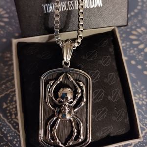 NWOT H-D Spider Skull 2 Sided Dog Tag Necklace